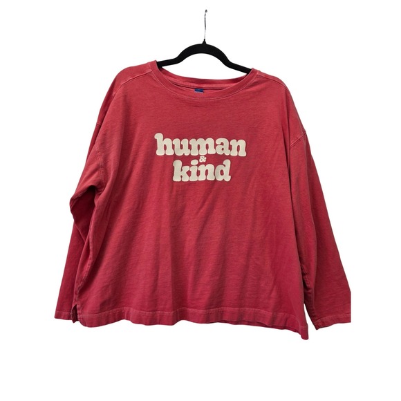 Old Navy Other - Old Navy Mens XL Human & Kind Graphic Long Sleeve T-Shirt Red Cotton Oversized